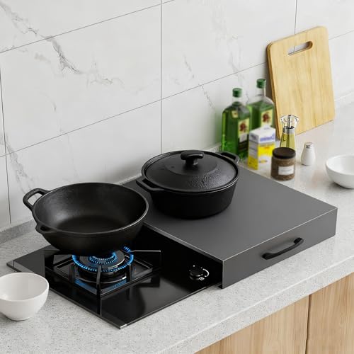 Gas Cooker Covers Tops Hob Covers 4 Burner Gas Cookers Board Stove Cover for Electric, Stove Top, Expanding Kitchen Space(Grey,L13.78xW17.72xH2.76IN)