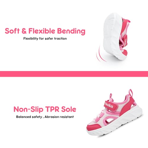Image of YESKIS Toddler Boys Girls Sport Sandals Outdoor Athletic Hiking Running Tennis Barefoot Shoes Lightweight Closed Toe Adjustable Strap for Toddler and Little Kids