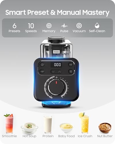 Image of Professional Commercial Vacuum Blender, 2026 Upgraded 40000 RPM, 3000W /4HP Peak Power, 56oz Eastman Tritan Cup, Milkshake, Smoothie, Nut Milk, Hot Soup, Self-Clean, 5-Year Warranty, NSF Certified
