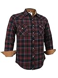 COEVALS CLUB Mens Flannel Corduroy Lined Snap Button Up Cotton Regular Fit Long Sleeve Plaid Shirts (Russet Brown, Black/L 6#)