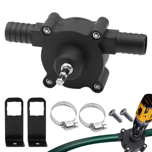 Mini Electric Drill Pump Portable Hand Drill Powered Water Pump Self Priming Hand Pumps for Water Gasoline Diesels Oil Fluid Transfer Pumps Quick Pumping Speed(Black)