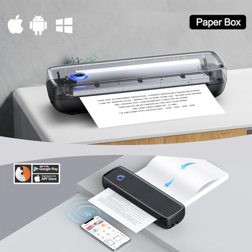 Image of Portable Inkless Printer, Wireless Bluetooth Thermal Printer with 4200mAh Battery, Prints A4 /A5 /US Letter, High Resolution Mini Printer for Travel, Home Office & Mobile Printing
