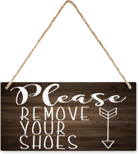Hanging Wood Sign Please Take Off Your Shoes,12x6 Inch Kitchen Decor