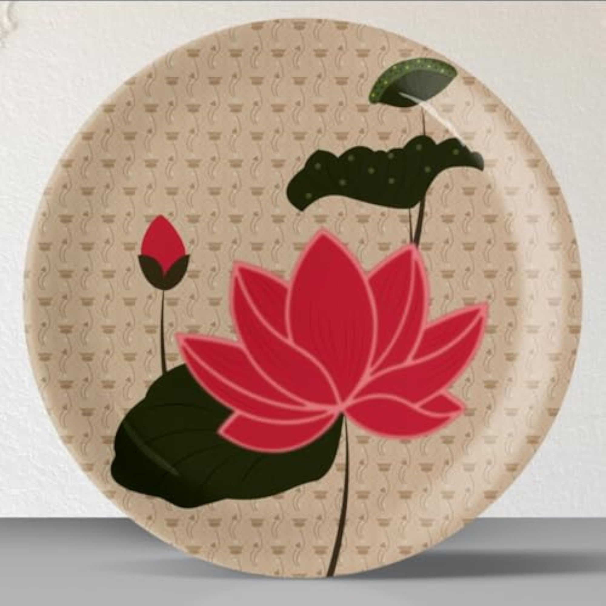 Lotus Floral Leaf Decorative Porcelain Wall Plate