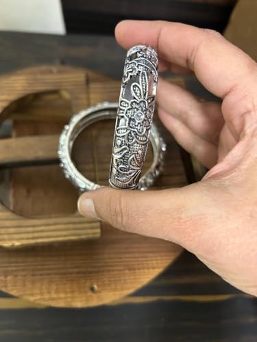 2 pc Indian Designer Fashion Handmade Traditional Ethnic Silver Oxidized Bollywood Kada Open Bracelet Bangles3