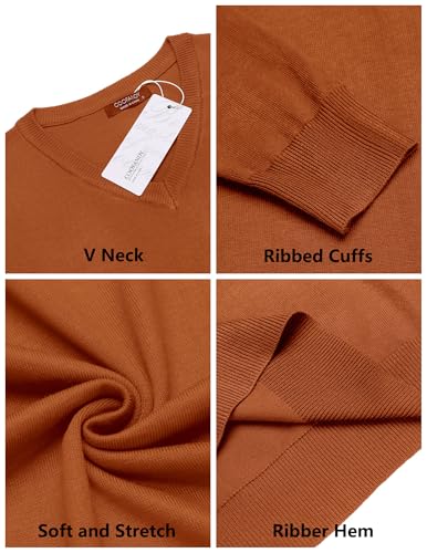 Image of COOFANDY Mens Casual V Neck Sweater Knit Slim Fit Long Sleeve Pullover Top