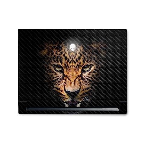 Image of MightySkins Carbon Fiber Skin Compatible with Alienware M18 R1 (2023) Full Wrap Kit - Leopard Face | Protective, Durable Textured Carbon Fiber Finish | Easy to Apply & Change Styles | Made in The USA
