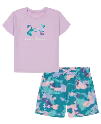 Image of Under Armour Girl's 2-Piece Short Sleeve Graphic Tee and Shorts Set, Outdoor Collection