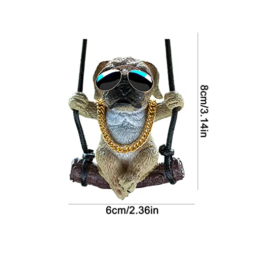 Schwingender Mops-Autobehang-Ornament,Haustier Hund Auto Rückspiegel Anhänger | Niedlicher Bulldoggen-Mops-Autoanhänger, cooler Hundeanhänger für Geburtstagsgeschenke, Wohnmobil-Dekoration Zorq