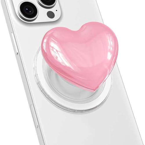 3D Glass Love Heart Mobile Phone Holder for Magnetic Phone Grip Tok Stand for iPhone 16-12 Pro Max-Purple