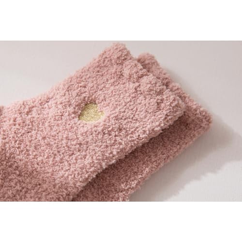 Abubbi Fuzzy Socks Heart Shaped 8 Pairs Winter Mid-Calf Slipper Socks for Women Thick Fluffy Socks with Embroidered Heart (One Size,8pairs-mix pack)3