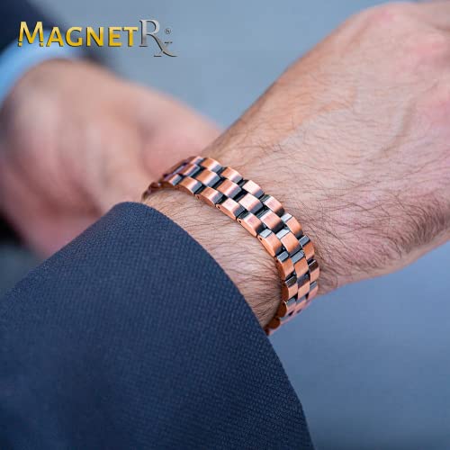 Magnetrx® Pure Copper Magnetic Therapy Bracelet - Magnetic Copper Bracelets For Men For Arthritis And Joint Pain Relief - Adjustable Length With Sizing Tool (President Style) #TOP5