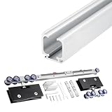 Set di ferramenta per Porte scorrevoli di Alta qualità - Binario di Scorrimento Oro/Argento/Nero per Un Funzionamento Fluido - Kit di Appendiabiti per Anta di Armadio con Specchio Singolo (2