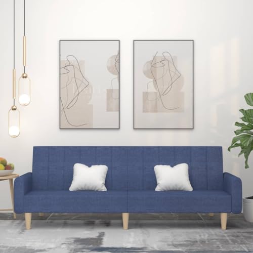 Sofá cama de 2 plazas azul de 220 cm con respaldo ajustable 3