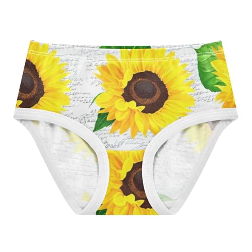 Toddler Underwear Floral 2t Cotton Little Girl Panties Personalized Kids Undies Briefs Yellow Sunflowers Vintage