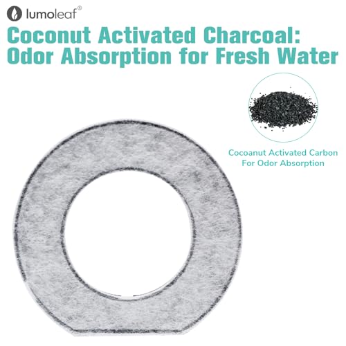 LumoLeaf Replacement Filters for 70oz/2L & 135oz/4L No Spill Dog Water Bowl, Coconut Activated Charcoal Filters for Dog Water Dispenser, Pack of 4