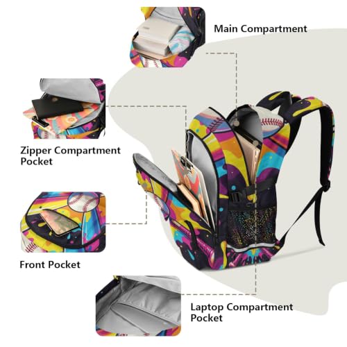 Mochilas de viaje de béisbol con espacio ergonómico para jóvenes 5