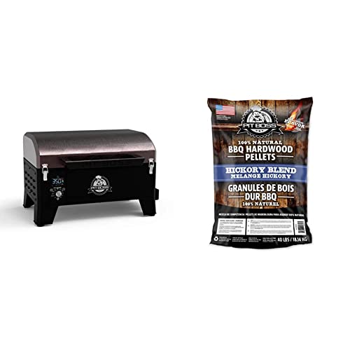 PIT BOSS 10697 Table Top Grill, Mahogany & Pit Boss 40 lb Hickory Blend Hardwood Pellets