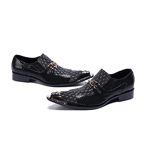 Men's Fashion Dress Oxfords Casual Leather Delicate Metal Crocodile Texture Metal Toe Shoes2