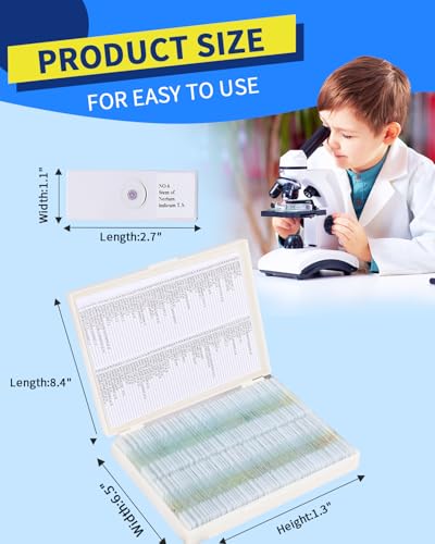 120-Pcs Microscope Slides with Specimens,Pre-Made Glass Slides with Specimens,Educational Microscope Slides and Covers for Young Scientists,Perfect for Biology Class and Experiments - Thumbnail 5