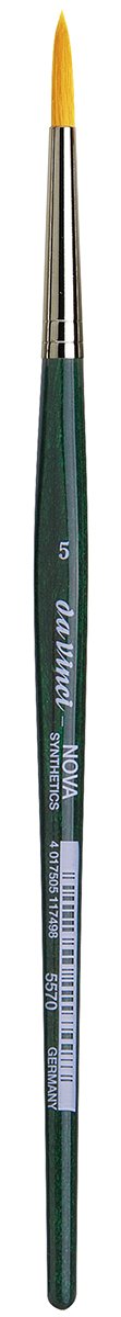 da Vinci Watercolor Series 5570 CosmoTop Nova Paint Brush, Round Synthetic with Short Green Handle, Size 5 (5570-5)