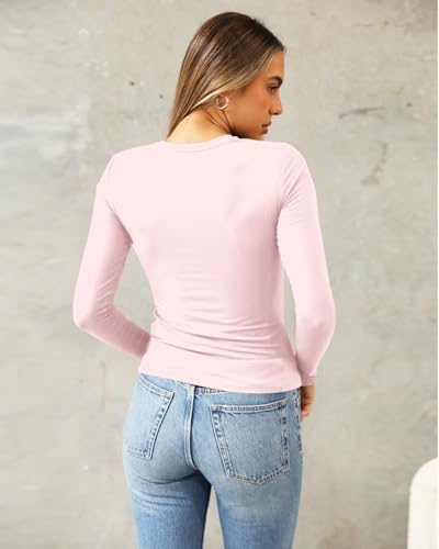 Image of Abardsion Women's Slim Lightweigh Long Sleeve T Shirts | Fall Clothes 2026 Casual Basic Crewneck Going Out Crop Tops Y2K