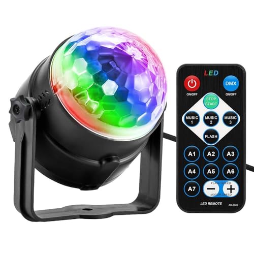 7 Color LED DJ Party Light | RBG Disco Ball Stage Light | Sound A...