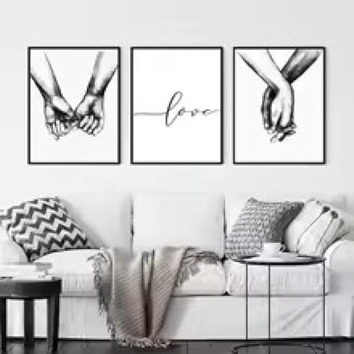 Affiche mains dans la main en noir et blanc pour une chambre romantique - 2