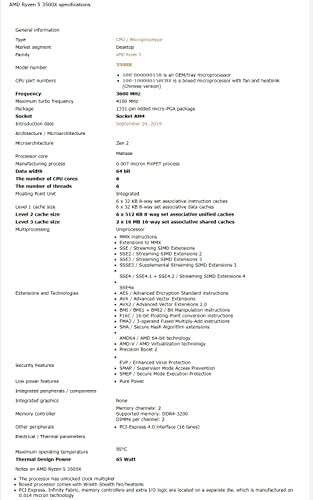 AMD Ryzen 5 3500X R5 3500X 3.6 GHz Altı Çekirdekli Altı İş parçacıklı CPU İşlemci 7NM 65W L3=32M 100-000000158 Soket AM4 FAN YOK - Görsel 4