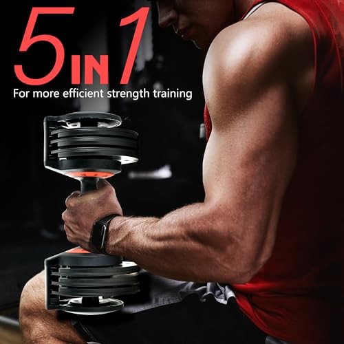 Gidsmk 25lbs Pair Adjustable Dumbbell Set, Fast Adjust Dumbbell Weight for Exercises Pair Dumbbells for Men and Women in Home Gym Workout Equipment, Dumbbell with Tray Suitable for Full Body - Image 6