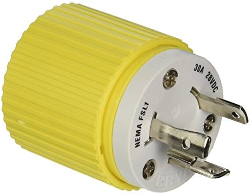 Hubbell Wiring Systems HBL328DCP Locking Plug, 30A, 28 VDC, Yellow