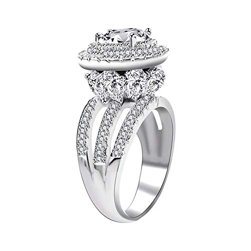 Uloveido Large Simulated Emerald Statement Halo Cocktail Ring with Green Crystal for Women Party Anniversary RJ213