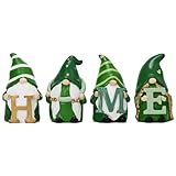 Valery Madelyn St Patricks Day Decorations, 4 Pcs Home Decor Medium Resin Gnomes Family Tiered Tray Decor, Green White Ornaments Table Decor Gnome Luck Spring Gift for Him Her Wedding, 3.1 Inch