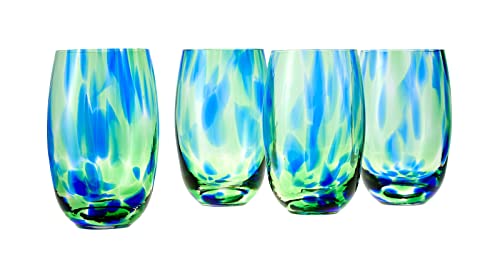 Blue Rose Polish Pottery Cobalt And Green Confetti Water Glass Set #TOP17
