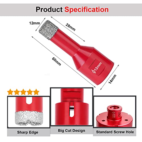 SagaSave 12mm M14 Diamond Coating Drill Bits Hole Saw,Long Life Hole Cutter Opener for Glass Ceramic Tile Marble Ceramics Bottles Etc 1PCS - Image 2