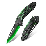 Pocket Knife for Women Men,3.54''Blade Small EDC Knife,Cool Folding Knives for Everyday Carry,Knife Gifts For Men Women,Sharp Camping Survival Hiking Knives（Green）