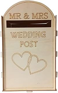 Fiacvrs Wooden Wedding Post Box DIY Mailbox for Reception Wedding Anniversary Party Decoration(Wood color)