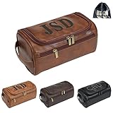Personalized Leather Toiletry Bag For Men with Hook, Groomsmen Gifts Travel Bag Laser Engraved Name
