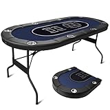 HLC Faltbarer Pokertisch für 8 Personen, 180 cm, professionelles Design, mit gepolsterter Kante und tiefen Getränkehaltern, ideal für Partys und Treffen unter Freunden.