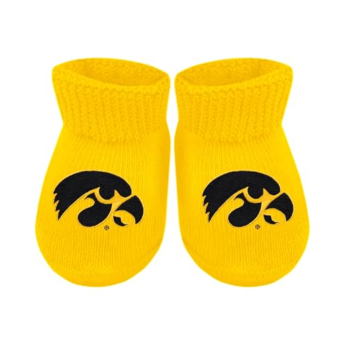 Creative Knitwear Baby Bootie Sock - Iowa Hawkeyes - Gold - Newborn - 6 Mos