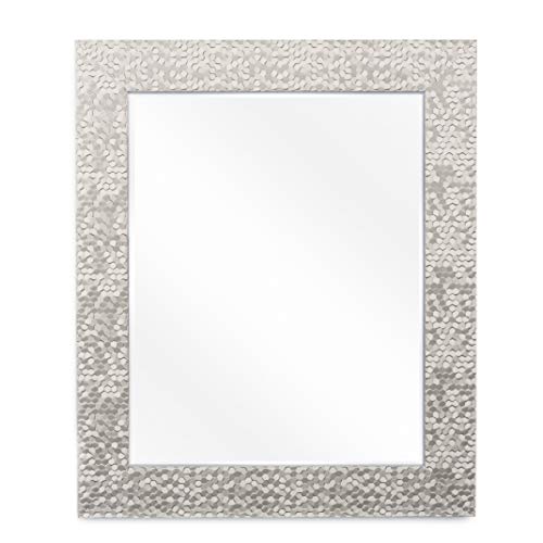 Wall Beveled Mirror Framed - Bedroom or Bathroom Rectangular Frame Hangs Horizontal & Vertical by EcoHome (Overall Size 21x25, Brushed Nickel)