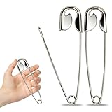 Floruvia 2 Stück Große Sicherheitsnadeln Metall Jumbo Sicherheitsnadelns, Silber Schwerlast Sicherheitsnadeln für Wäsche, Decken, Schlüsselringe, Outdoor,(14cm/5.5in