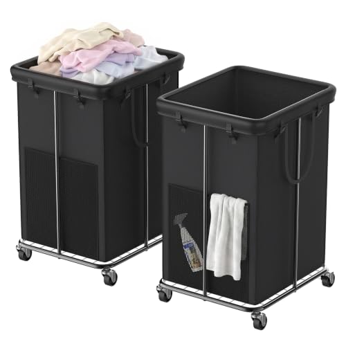 Image of 2 Pack Laundry Hamper with Wheels, 150L Rolling Laundry Basket Bag Handles