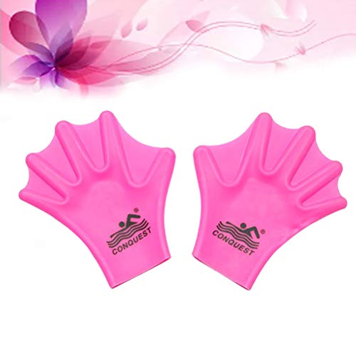 Lioobo 1 par de luvas de natação de silicone para natação com tecido aquático, luvas de mergulho par