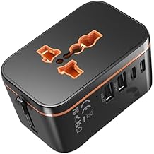 Universal Travel Power Adapter, 20W PD Fast Charging Adapter, International Travel Plug Converter with 2 USB A&C Ports, All-in-One Plug Converter for EU/UK/USA/AU, Ideal for Traveler, Business