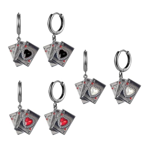 Boucles d'oreilles créoles poker as de cœur rouge en cristal scintillant