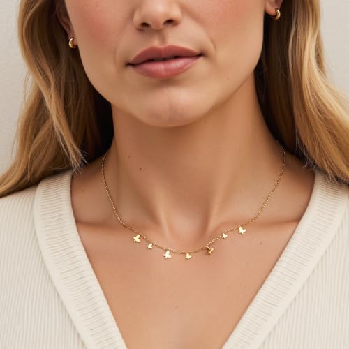 Butterfly Charm Necklace for Women 18K Gold Plated Stainless Steel Butterfly Pendant Necklace for Women Trendy Jewelry4