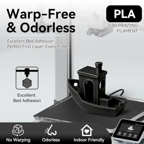 Image of Kingroon PLA 3D Printer Filament, Dimensional Accuracy + /- 0.02 mm, 1 kg Spool(2.2lbs), 1.75mm,2KG Black+Black