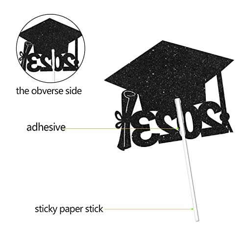 Congrats Grad 2023 Graduation Cake Topper - Senior Class Of 2023 Grad Party Black Purple Glitter Grad Cap Cake Topper - 2023 Graduation Party Decoration #TOP4