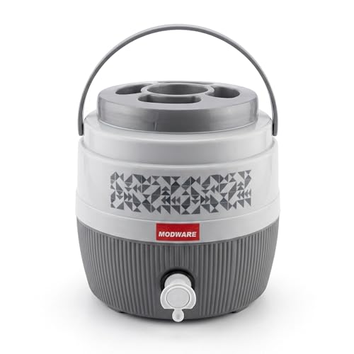 Image of MODWARE Kool Marina Insulated Plastic Water Jug, 6 litres, Food Grade, BPA Free, Easy to Carry (Grey, 6000)